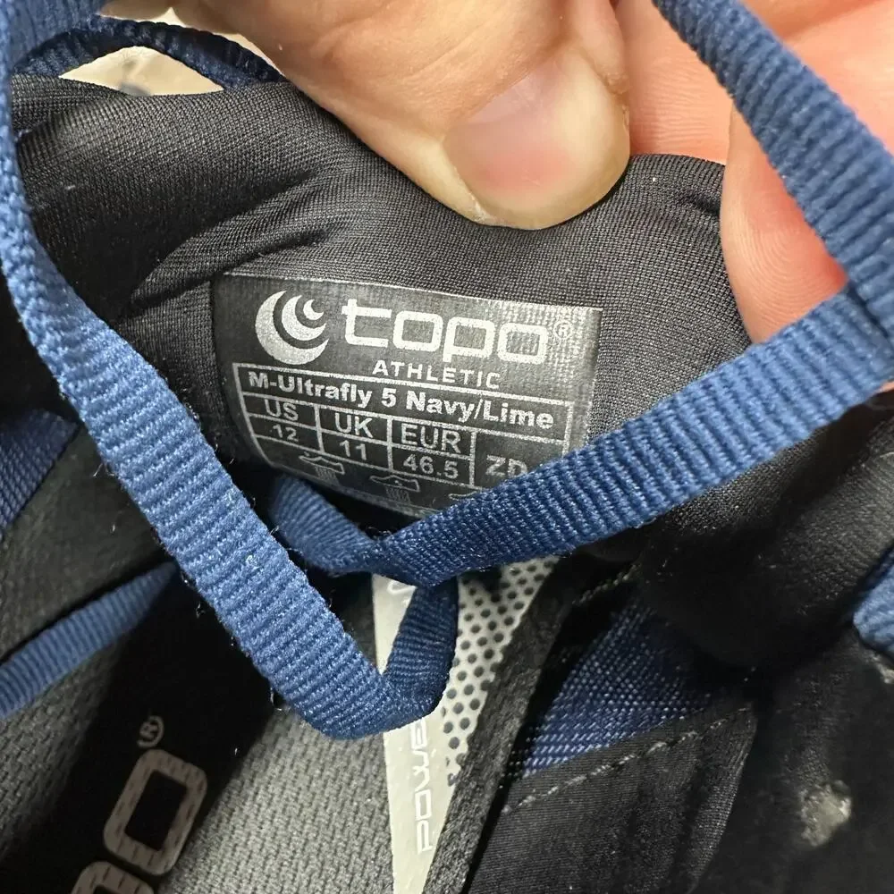 Topo Ultrafly 5 Running Shoes in Navy‎ Lime Men's Size 12 Sneakers